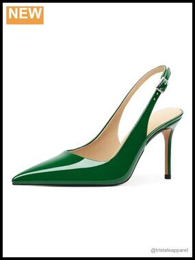 Slingback Heels Closed Pointed Toe Adjustable Buckle Stiletto High Heels